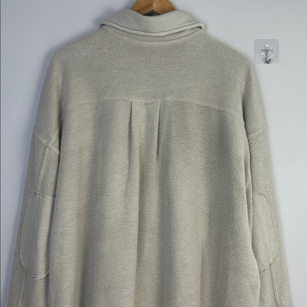 NEW Free People Ruby Jacket in Stone Large Brushed Knit Distressed Pockets Cozy - Picture 12 of 16
